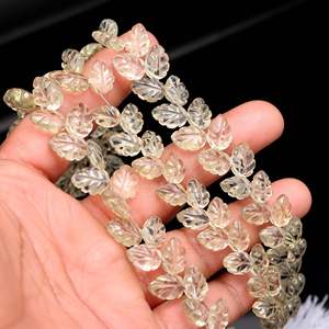 Perles de pierres précieuses en quartz citron AAA en forme de feuille, perles de pierres précieuses sculptées à la main pour la fabrication de bijoux, perles de quartz citron naturelles de 10-11 mm, 8 pouces - Product Image 5