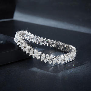 925 Sterling Silver Moissanite Bracelet Flower Cluster Marquise Pear Cut Sparkling Statement <b>Gift</b> for Women - Product Image 2
