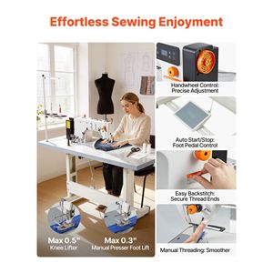 "550W Lockstitch Servo Motor Industrial <b>Sewing</b> Machine <b>Set</b> with Table Stand & High Speed 5000 SPM for Home Use" - Product Image 4