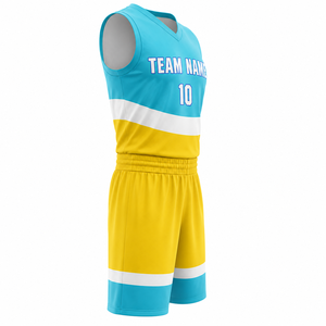 Ensemble d'uniformes de basketball personnalisés, prix de gros, couleur au choix, 100% polyester, nouveau design, vêtements de sport imprimés - Product Image 2