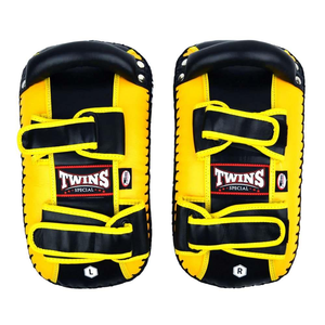 Twins Standard Curved Leather Kick Pads Green <b>Protective</b> Custom Made Boxing MMA Muay Thai Kick <b>Shields</b> - Product Image 6