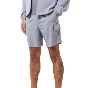 Men's Hooded Windbreaker Jacket with Shorts Set Solid Color Quick Dry Woven <b>Velour</b> Breathable Casual Spring Outerwear - Product Image 4