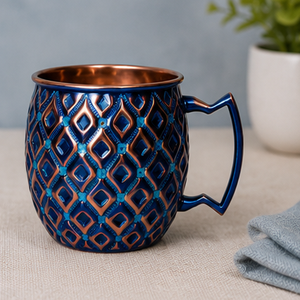 Taza de cobre premium con patrón de diamantes en relieve, taza de lujo para Moscow Mule, elaborada con un impresionante patrón de diamantes texturizado. - Product Image 6