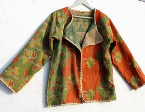 Kantha Algodón Multicolor Patchwork Abrigo Baño Abrigo Algodón Kantha Abrigo Mujer Chaqueta - Product Image 6