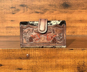 Vente chaude portefeuille à deux volets en cuir repoussé à la main pour les femmes de haute qualité en cuir véritable sculpture pochette en peau de vache portefeuille de carte de crédit - Product Image 2