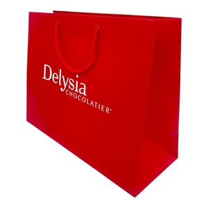 IntBOX-Bolsa DE LA COMPRA personalizable, respetuosa con el medio ambiente, brillante, de color rojo brillante, con logotipo elegante, resistente, Blanca, para uso en supermercado - Product Image 3