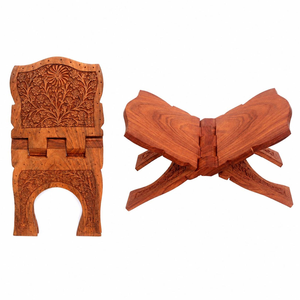 Soporte de Madera Tallado a Mano para Libros Sagrados, Soporte Plegable Hecho a Mano para Libros Religiosos, Soporte de Lectura de Madera para Corán, Biblia, Geeta, Escrituras - Product Image 2