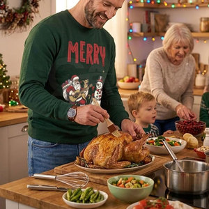 Sweat-shirt de Noël pour homme avec un design imprimé personnalisé, un tissu chaud et un style saisonnier joyeux pour les réunions de famille - Product Image 3