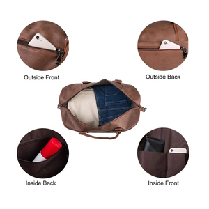 Bolsa de Lona de Cuero para Hombre, Rectangular, con Cierre de Cremallera, Múltiples Compartimentos, para Viajes, Gimnasio, Deportes, con Asa Superior - Product Image 3