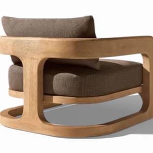 Canapé de jardin moderne en teck massif 1 place, tissu imperméable, chaise longue de luxe pour villa, hôtel, complexe hôtelier - Product Image 3