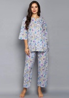 Qualité supérieure dames 100% coton doux costume de nuit bloc de main imprimé Floral Design lavable Style indien fumée longueur au sol