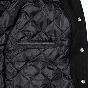 Veste de baseball varsity courte de qualité supérieure pour homme en cuir et laine, col montant, broderie, manches longues - Product Image 6