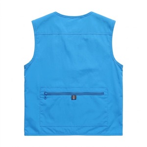 Chaleco de Pesca Azul Unisex, Multibolsillos, Secado Rápido, Cierre de Cremallera, Chaleco de Trabajo y Viaje, Color Sólido, Material de Poliéster - Product Image 5