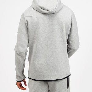 Sweat-shirt à capuche zippé intégral en molleton technique pour homme, coupe ajustée, style survêtement, uni, pour le sport, la gym et le streetwear, vente en gros 2024 - Product Image 4