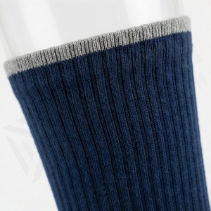 Crew Socks Solid Navy Blue Ribbed Knitted Cotton Polyester Spandex Breathable Casual Daily Wear Adult Spring - Product Image 4