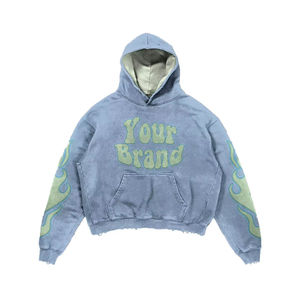 Glory Sudadera de invierno para hombre, estilo urbano, bordada con pedrería, 100% algodón, vintage, desgastada, con cremallera y parche personalizado, corte cropped - Product Image 1