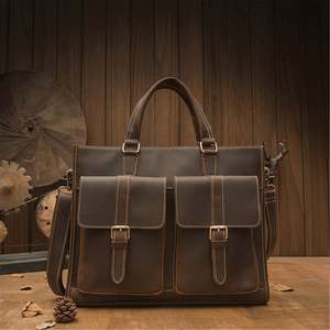 Maletín Mensajero para Portátil de Cuero Genuino Resistente, de Alta Calidad, Estilo Vintage, Bandolera, para Viajes de Negocios y Uso Diario - Product Image 1