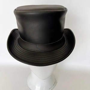 <b>Black</b> Leather <b>Top</b> <b>Hat</b> for Men Classic Fashion Headwear with Structured Crown for Parties Cosplay and Everyday Styling - Product Image 3