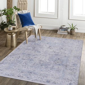 Set di Tappeti Lavabili MAVAL Blu 5x8 (Blu+Crema 5 X 8) - Product Image 1