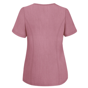 Robe d'uniforme d'infirmière élégante de qualité supérieure, hauts à manches courtes, uniformes de travail couleur unie, aubergine - Product Image 3