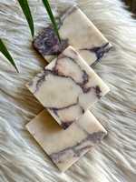 Sous-verres carrés en marbre Calacatta Viola naturel, faits à la main, articles de luxe pour la maison, vaisselle