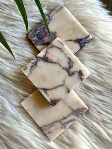 Posavasos Cuadrados de Mármol Natural Calacatta Viola, Hechos a Mano, Artículos para el Hogar de Lujo, Vajilla - Product Image 5