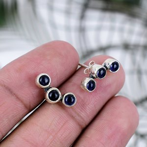 Natural Black Onyx Smooth Round Shape Loose Gemstone Boho Style <b>Earrings</b> 925 Sterling Silver <b>Fine</b> Fashion Jewelry for Women - Product Image 5