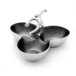 Centro de mesa de metal de primera calidad, de color blanco y dorado, con un aspecto atractivo, para servir comida en el hogar u hotel, un lujo proveniente de la India. - Product Image 2