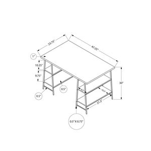 Bureau d'ordinateur contemporain moderne de 48 po de long pour le bureau à domicile avec étagères de rangement en métal blanc et poste de travail en stratifié naturel - Product Image 4