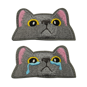 Cute Cat Face Embroidered <b>Hook</b> And Loop Patch - Product Image 5