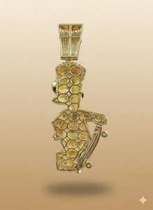 Colgante Personalizado de Plata de Ley con Baño de Oro de 18K, con Moissanita Multicolor Helada, Diseño de Personaje de Dibujos Animados, Estilo Hip Hop, Engaste de Garra, Brillante - Product Image 2