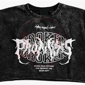 Camisetas Cortas de Mujer Ecológicas 100% Algodón con Estampado Gráfico, Hechas a Mano, en Contraste Blanco y Negro, Moda Urbana de Verano - Product Image 5