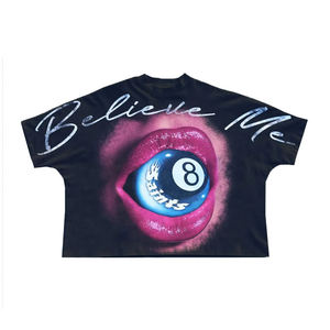 T-shirt Oversize Homme Motif Œil Y2K Vintage Streetwear Imprimé B R N D Coton Épais Hip Hop Coupe Boxy - Product Image 3