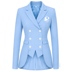 Blazer Azul Cielo Personalizado para Mujer, Corte Entallado, Doble Botonadura, Manga Larga, Traje Formal de Oficina, Chaqueta de Negocios con Pecho Personalizado - Product Image 1