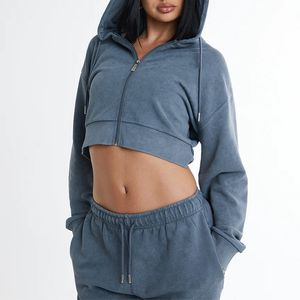 OEM Wholesale Spandex/Polyester Solid Customized Fabric Breathable Eco-Friendly Sportswear Sleeveless Acid Wash Hoodie Jogging - Product Image 2
