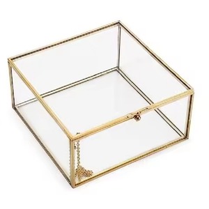 Stylish Metal Glass Jewelry Box Organizer <b>Storage</b> for Rings Earrings Necklace <b>Dressing</b> <b>Table</b> Use - Product Image 1