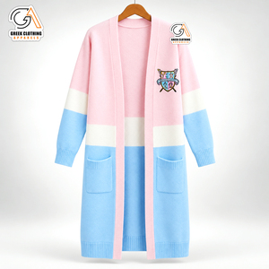 Cardigan long pour femmes Gamma Phi Delta, grande taille, pull en tricot d'hiver, logo brodé sur le devant, décontracté, manches longues - Product Image 4