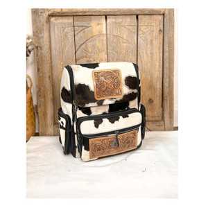 Mochila de cuero con pelo de vaca puro hecha a medida de vaquera occidental con diseño de herramientas manuales, mochila de viaje, venta al por mayor India - Product Image 1