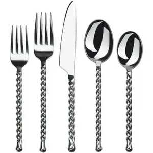 Ensemble de couverts en acier inoxydable avec manche blanc – Fourchette, cuillère, couteau – Vaisselle moderne pour cuisine et salle à manger - Product Image 2