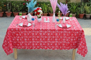 Handblock Printed <b>Tablecloth</b> Green and White Vintage <b>Tablecloth</b> Farmhouse Decor Wedding <b>Tablecloth</b> Custom Size Cotton Tablecover - Product Image 2