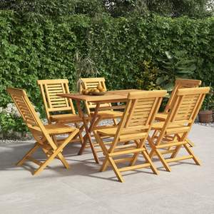 Ensemble de 6 chaises pliantes de jardin en teck massif, mobilier de jardin durable, design standard - Product Image 1