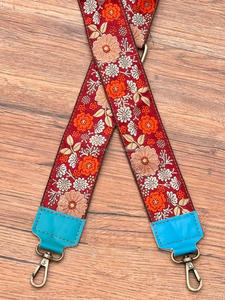 Correa de bolso Banjara de cuero de gamuza más vendida, correa cruzada bordada, correa de monedero, correa de guitarra de repuesto Bohemia Floral para mujer - Product Image 3