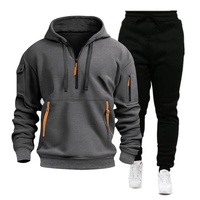Vêtements de sport pour hommes de haute qualité avec impression de logo personnalisé Essential Activewear Quarter Zip Fleece Lined Hoodie Jogger Pants Set Pour Hommes