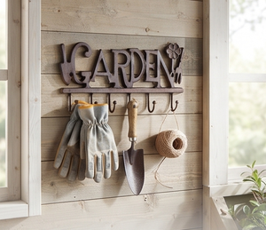 Premium Garden Wall Mounted Metal <b>Hook</b> Rack With 4 <b>Hooks</b> Rust Resistant Design For Tools Storage Elegant Home Decor - Product Image 6