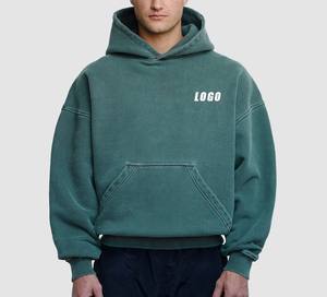 เสื้อฮู้ดดี้ทรงปกติสำหรับผู้ชาย สไตล์สตรีทแวร์ ผ้าคอตตอน 100% หนานุ่ม ซักกรดแบบพิเศษ สำหรับฤดูหนาว ผลิตโดยผู้ผลิต OEM - Product Image 3