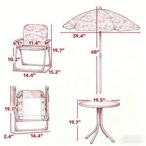 Set di Mobili per Bambini da Esterno - Tavolo Pieghevole con Sedie per il Gioco in Giardino o al Parco - Product Image 3
