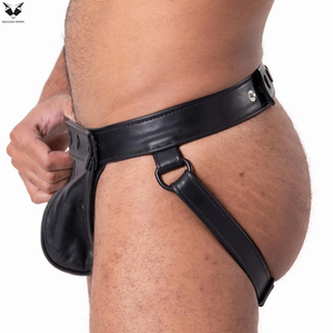 High-Quality Real Leather <b>Men's</b> Briefs Snap-on <b>Pouch</b> Jockstrap Professional Sports & Performance Gear Club Wear Leather Jocks - Product Image 2