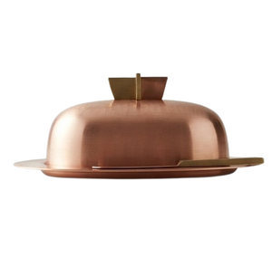 Plat à beurre en cuivre avec couvercle, design minimaliste, métal poli, vaisselle de cuisine, utilisation pour les fêtes, conservation de la fraîcheur hermétique - Product Image 4