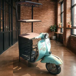 Comptoir de bar en forme de scooter, thème automobile recyclé, style moto vintage, mobilier pour la décoration de bars, restaurants et cafés - Product Image 3