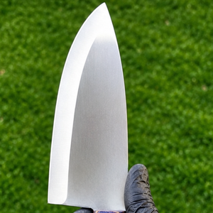 Couteau à dépecer multicolore avec manche en bois riveté, lame courbée et pointue argentée, outils de cuisine pour boucher et découpe de viande - Product Image 2